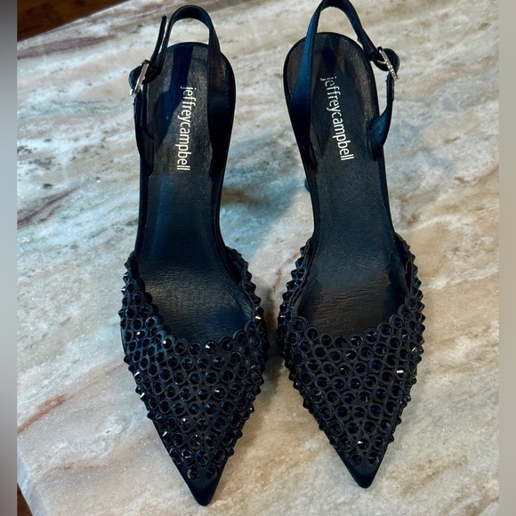 Women’s JEFFREY CAMPBELL Shiner Slingback Rhinestone Pointed Toe Pump- Size 8 - Picture 2 of 7